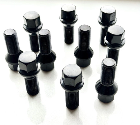 Śruby czarne M14x1.5 KOENIG stożek 28mm Klucz 17 Komplet 20szt