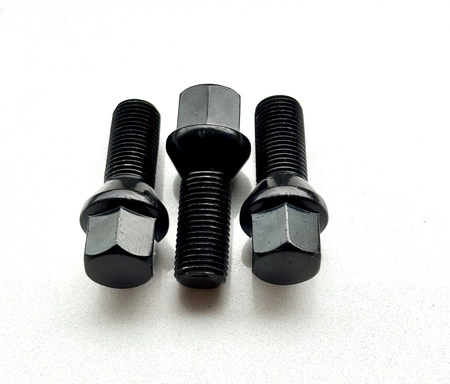 Śruby czarne M14x1.5 KOENIG stożek 28mm Klucz 17 Komplet 20szt